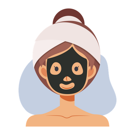 Girl applying face mask Illustration