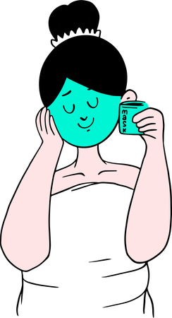 Girl Applying Face Mask  Illustration