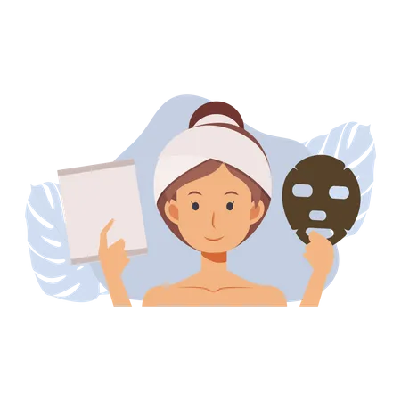 Girl applying face mask  Illustration