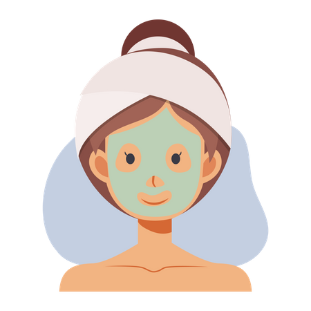 Girl applying face mask  Illustration