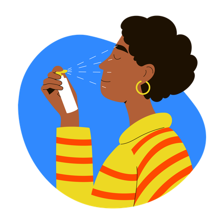 Girl applying Face mist  Illustration