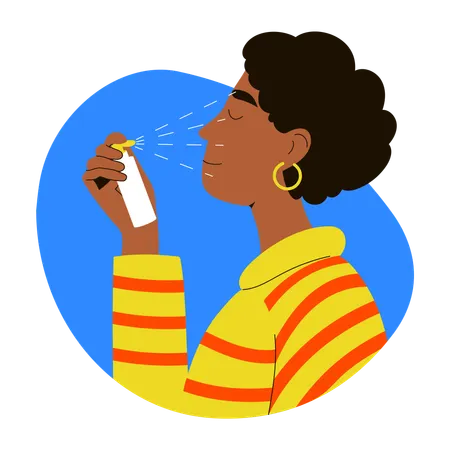 Girl applying Face mist  Illustration