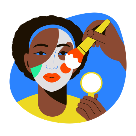 Girl Applying foundation  Illustration