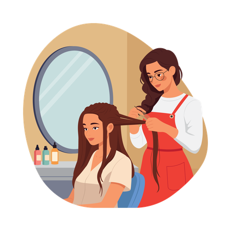 Girl Applying Hair Serum  Illustration