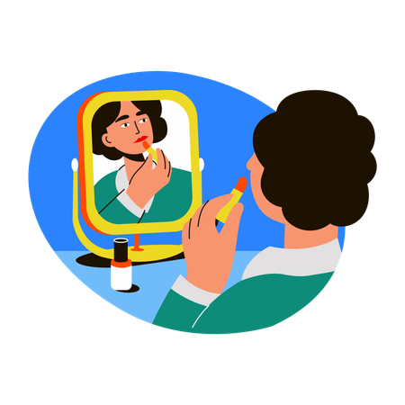 Girl Applying lipstick  Illustration
