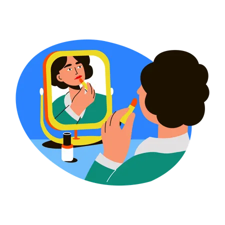 Girl Applying lipstick  Illustration
