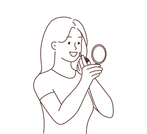 Girl applying lipstick  Illustration