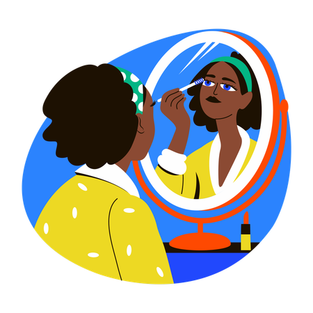 Girl Applying mascara  Illustration