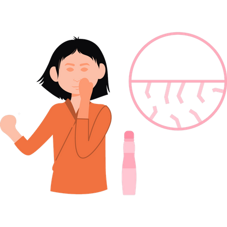 Girl applying toner on her face  Illustration