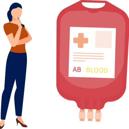 Girl arranged AB blood group drip  Illustration