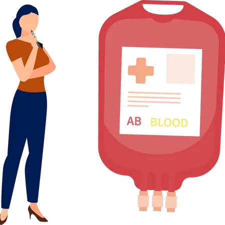 Girl arranged AB blood group drip  Illustration