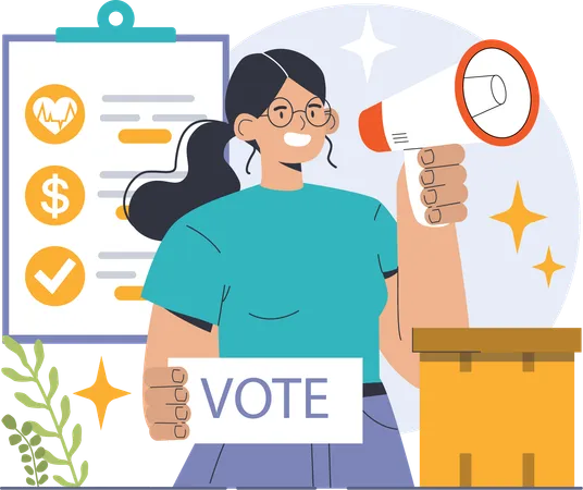 Girl asking everyone to cast vote  Illustration