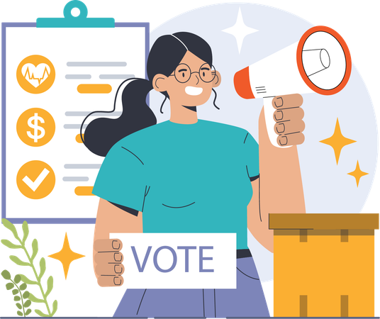 Girl asking everyone to cast vote  Illustration