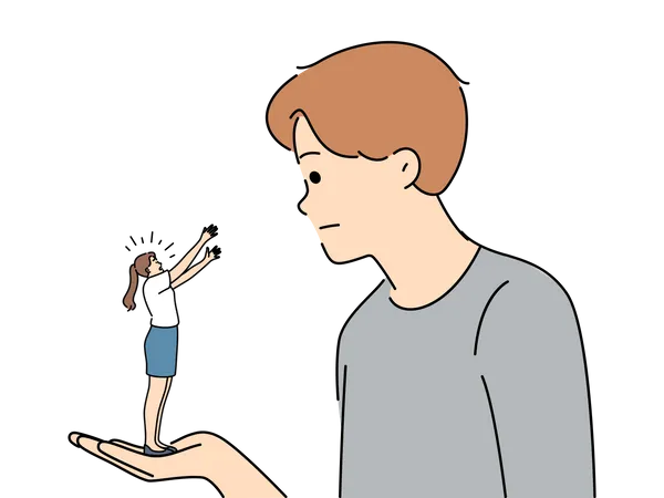 Girl asking for help from boy  Illustration
