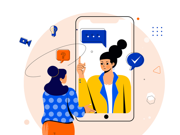 Girl asking questions to mentor  Illustration