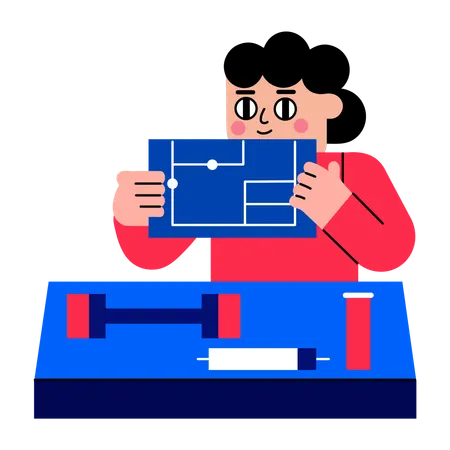 Girl assembling technical component  Illustration