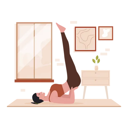 Girl at home are exercising  Illustration