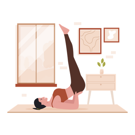 Girl at home are exercising  Illustration