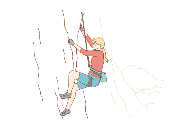 Girl athlete climbing rock  Illustration