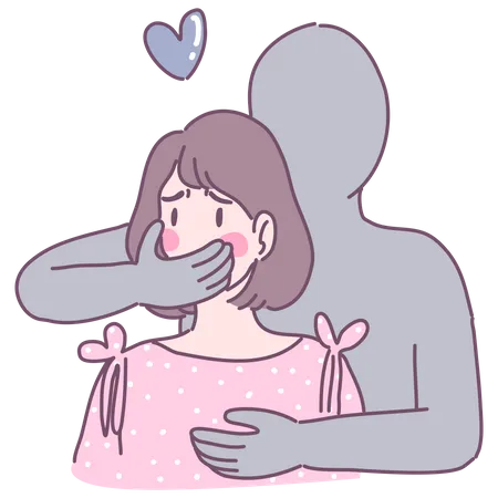 A Girl Who Was Attacked By A Thief And Covered Her Mouth With Her Hand イラスト