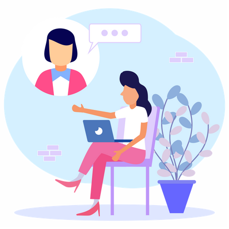 Girl attending online class  Illustration