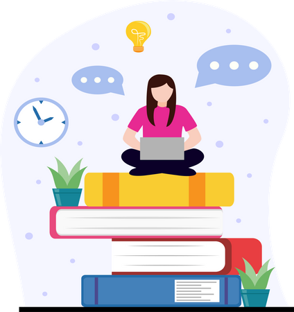 Girl attending online class  Illustration