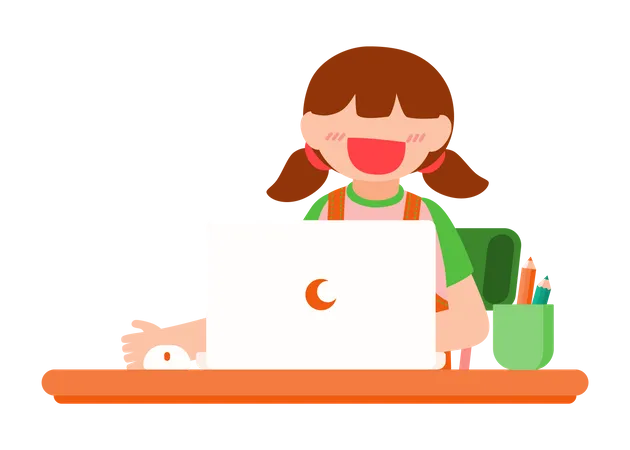 Girl attending online lecture Illustration