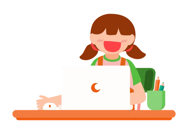 Girl attending online lecture  Illustration