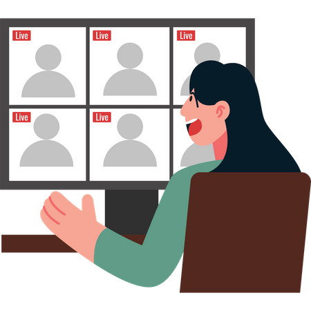 Girl attending online meeting  Illustration