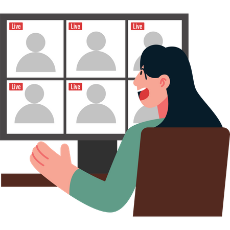 Girl attending online meeting  Illustration