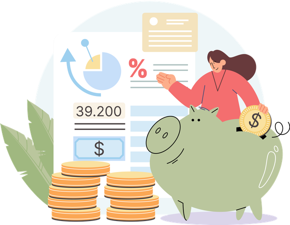 Girl Auditing and doing finance management  Illustration
