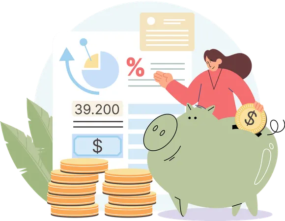 Girl Auditing and doing finance management  Illustration
