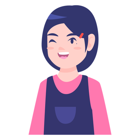 ウインクする女の子のアバター  イラスト