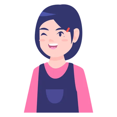 Girl Avatar winking  Illustration