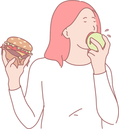 Girl Avoid Fast Food  Illustration