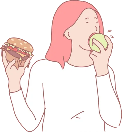 Girl Avoid Fast Food  Illustration