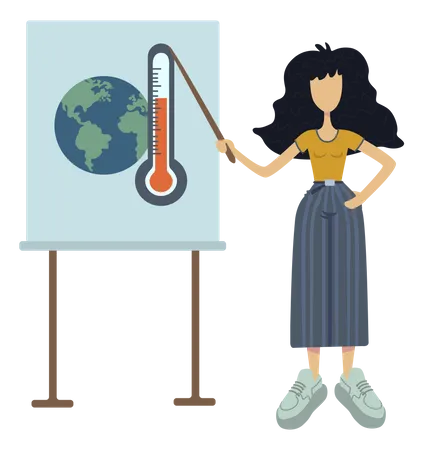 Girl aware about global warming  Illustration