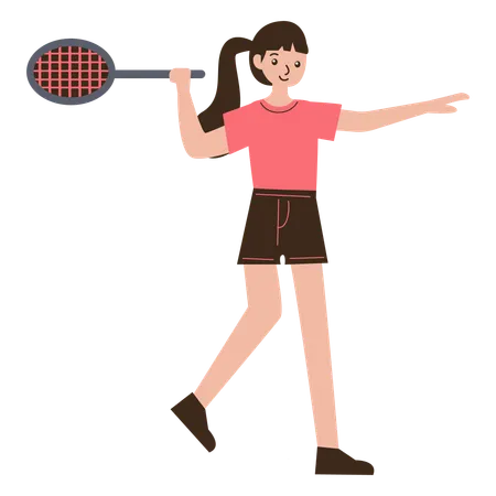 Girl Badminton Player  Illustration