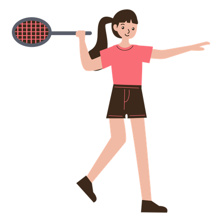 Girl Badminton Player  Illustration