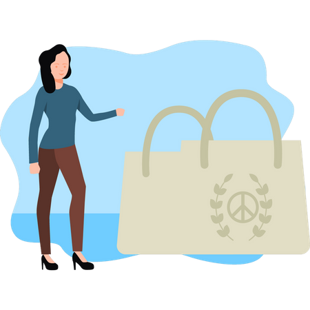 Girl bag with peace sign Illustration