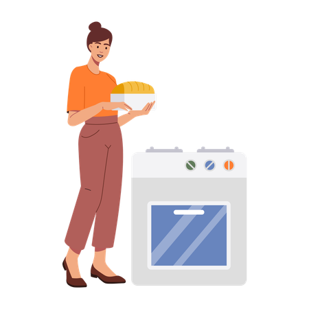 Girl Baking Pie  Illustration