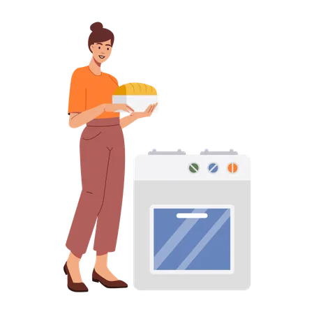 Girl Baking Pie  Illustration