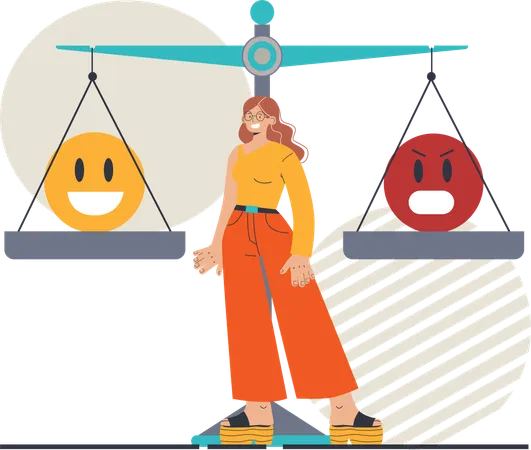 Girl balancing emotion  Illustration