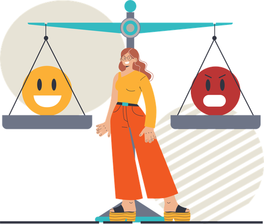 Girl balancing emotion  Illustration