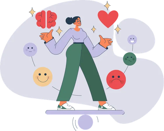 Girl balancing emotions  Illustration