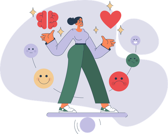 Girl balancing emotions  Illustration