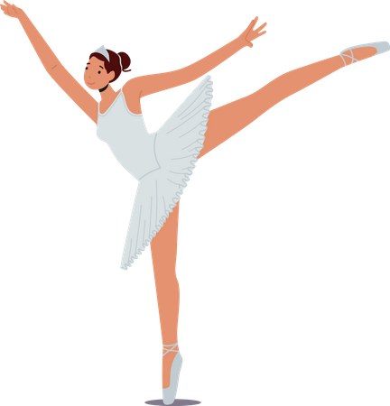 Girl Ballerina Practicing Dance Illustration