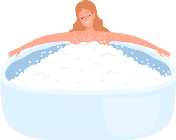 Girl bathing  Illustration