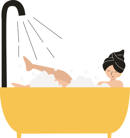 Girl bathing  Illustration