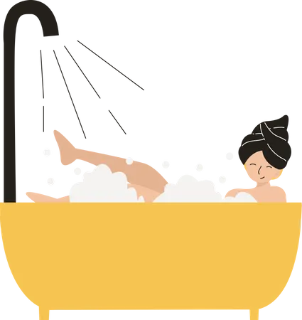 Girl bathing  Illustration